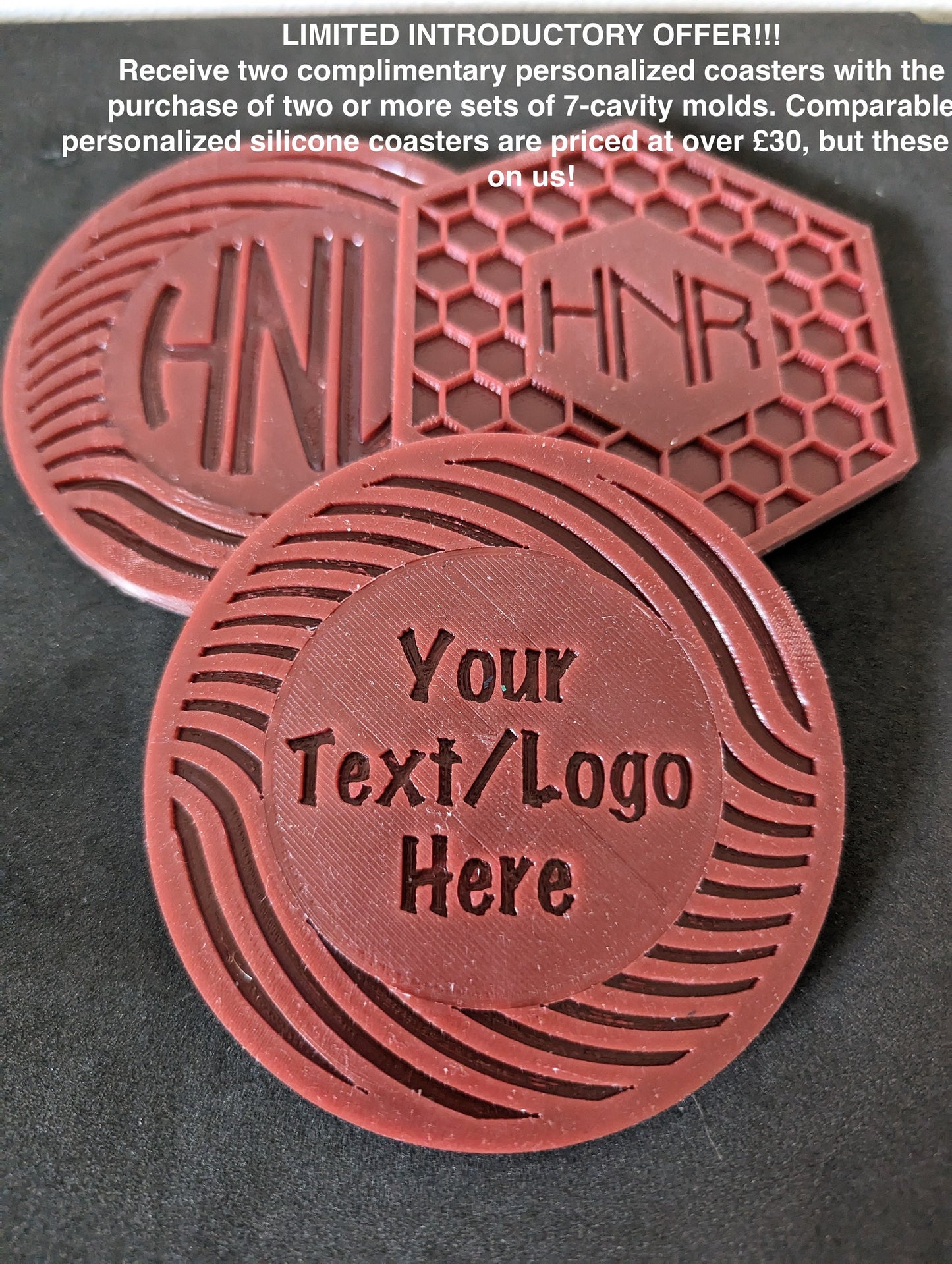 Personalised Cocktail Ice Cube Silicone Mould, Custom MONOGRAM Initial/Logo/Text