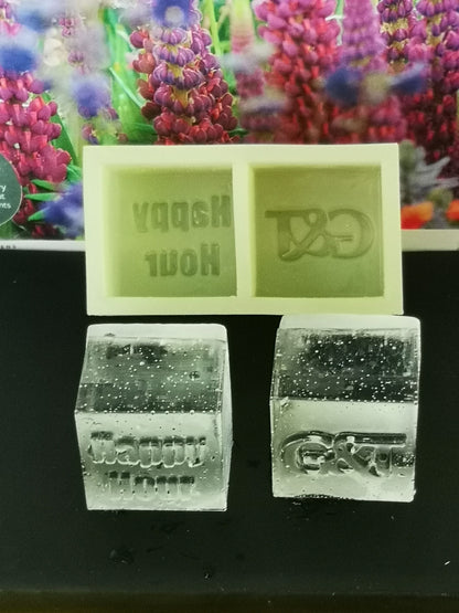Personalised Silicone Cocktail Ice Cube Mould, Custom MONOGRAM Whiskey Ice Cube, Initials/Logo/Text/Emoji